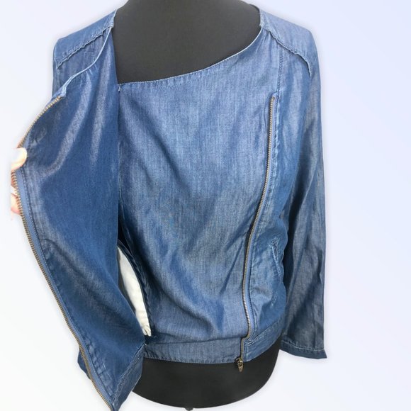 Nine West Jeans TESS Denim Light Zip UP Jacket MD - Picture 7 of 12